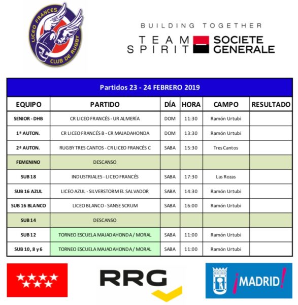 PROGRAMACIÓN FIN DE SEMANA 23-24 FEB - partidos